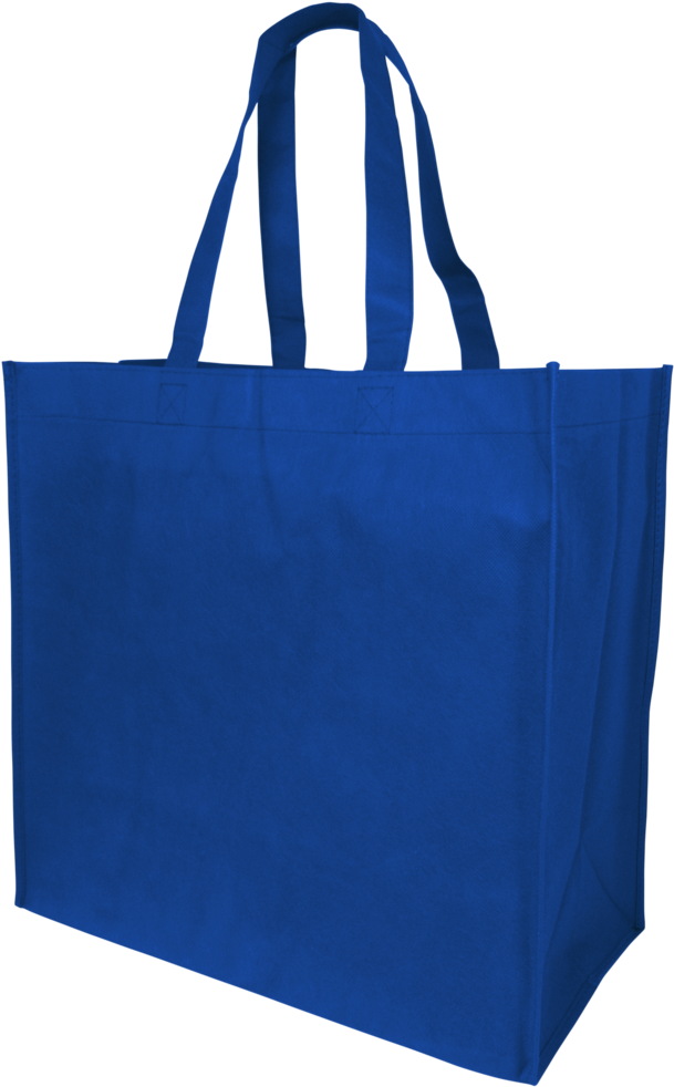 Large Polypropylene Grocery Tote Bag W/gusset - Blue Shopping Bag Png (672x1024), Png Download