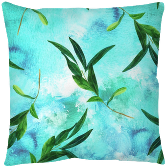 Seamless Pattern With Watercolor Olive Branch On Blue - Background Website (400x400), Png Download