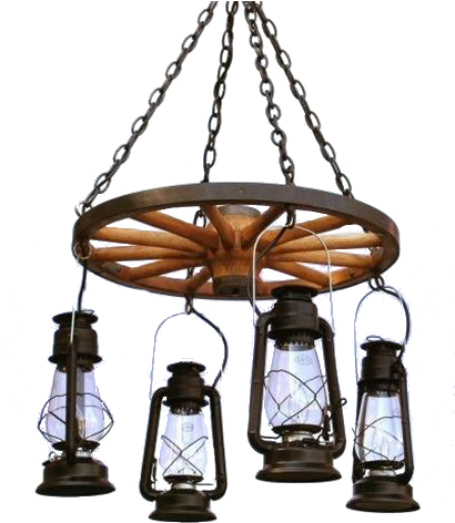 Wagon Wheel Chandeliers - Ceiling Fixture (409x499), Png Download