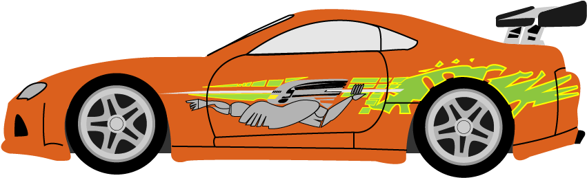 Paul Walker Drawing Car - Paul Walker Supra Drawing (888x383), Png Download
