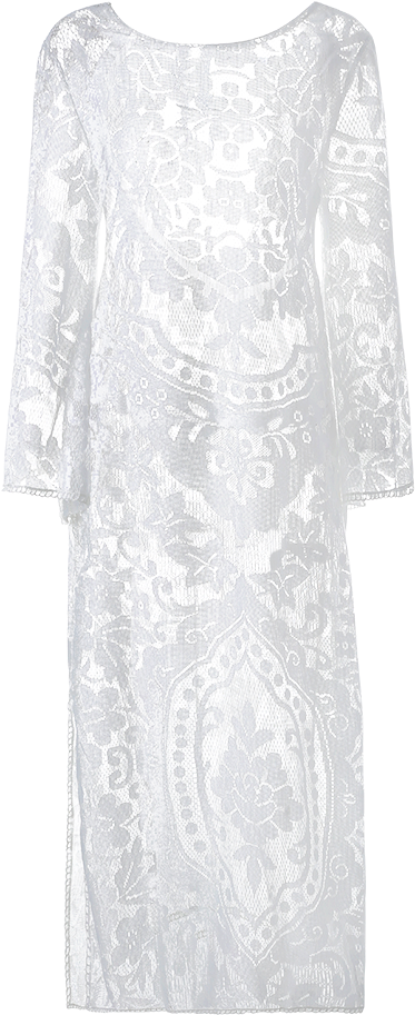 White Flare Sleeve Sheer Lace Maxi Dress Cheap Free - Gown (700x931), Png Download