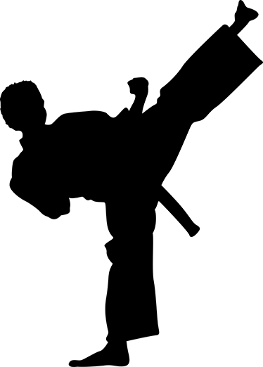 Silhouette At Getdrawings Com Free For Personal - Martial Arts Kick Silhouette (374x522), Png Download