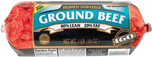 Ground Beef Roll 80% Lean 20 % Fat - Tyson Beef, Ground, 85%/15% - 16 Oz (600x224), Png Download