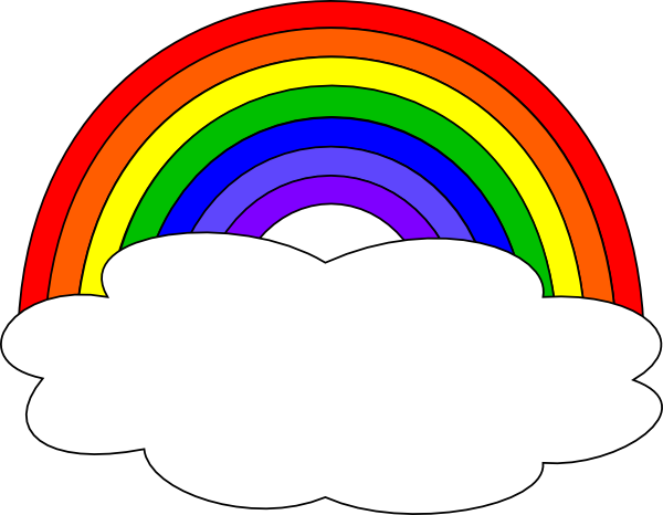 Best Photos Of Rainbow Cloud Drawing - Cloud And Rainbow Clipart (600x466), Png Download