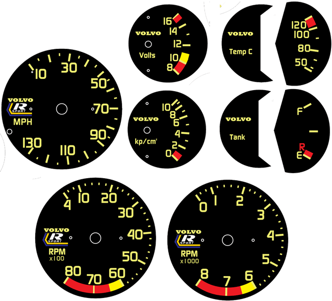Logos On Speedo And Tach, Volvo On Small Gauges - Blazer (651x591), Png Download