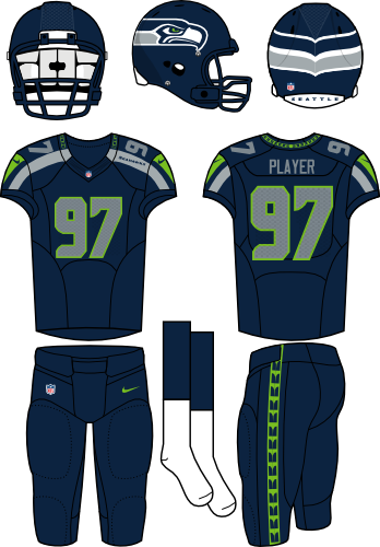 Seattle Seahawks - Seattle Seahawks Home Jersey (348x500), Png Download
