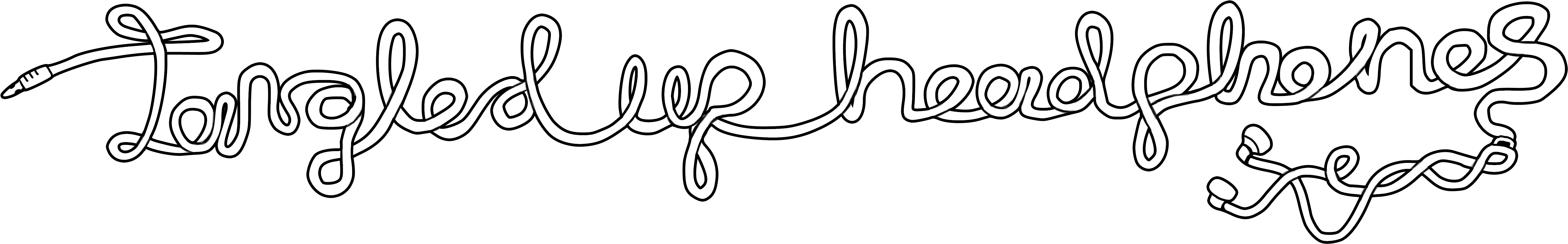 Cropped Tangled Up Headphones Logo - Drawing (5700x1429), Png Download