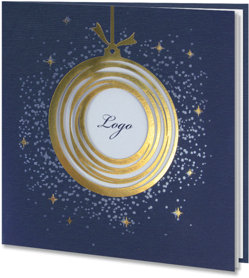 Navy Blue Laser Cut Bauble With Gold Foil - Laser (600x600), Png Download