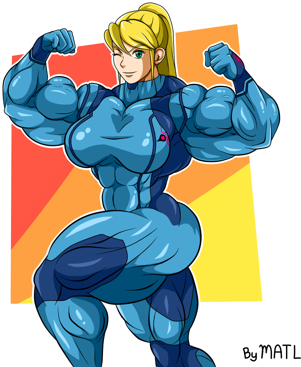 Samus Aran - Zero Suit Samus Muscle (1114x1250), Png Download
