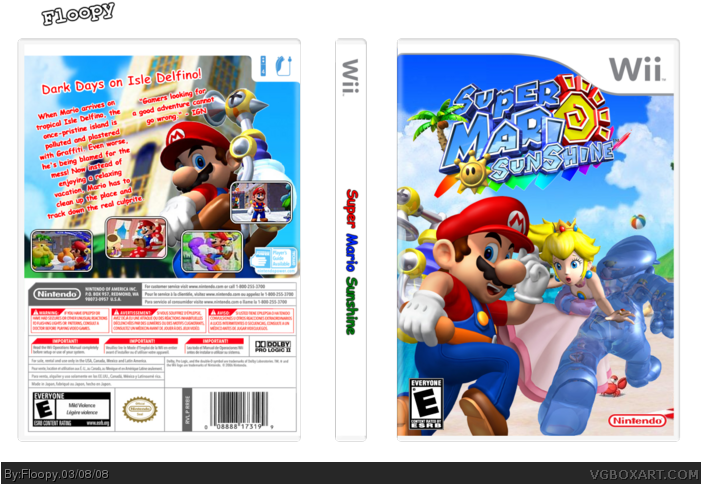 Super Mario Sunshine Box Art Cover - Super Mario Bros Pillow (700x498), Png Download