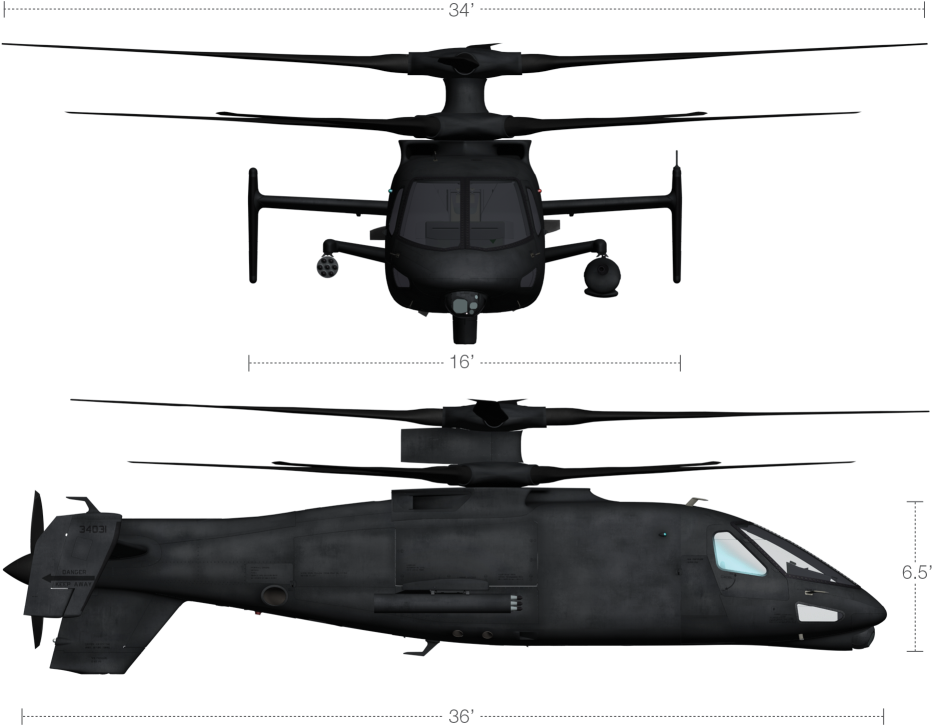 Sikorsky S-97 Raider™ Aircraft Specifications & Dimensions - Lockheed Martin S 97 Raider (959x957), Png Download