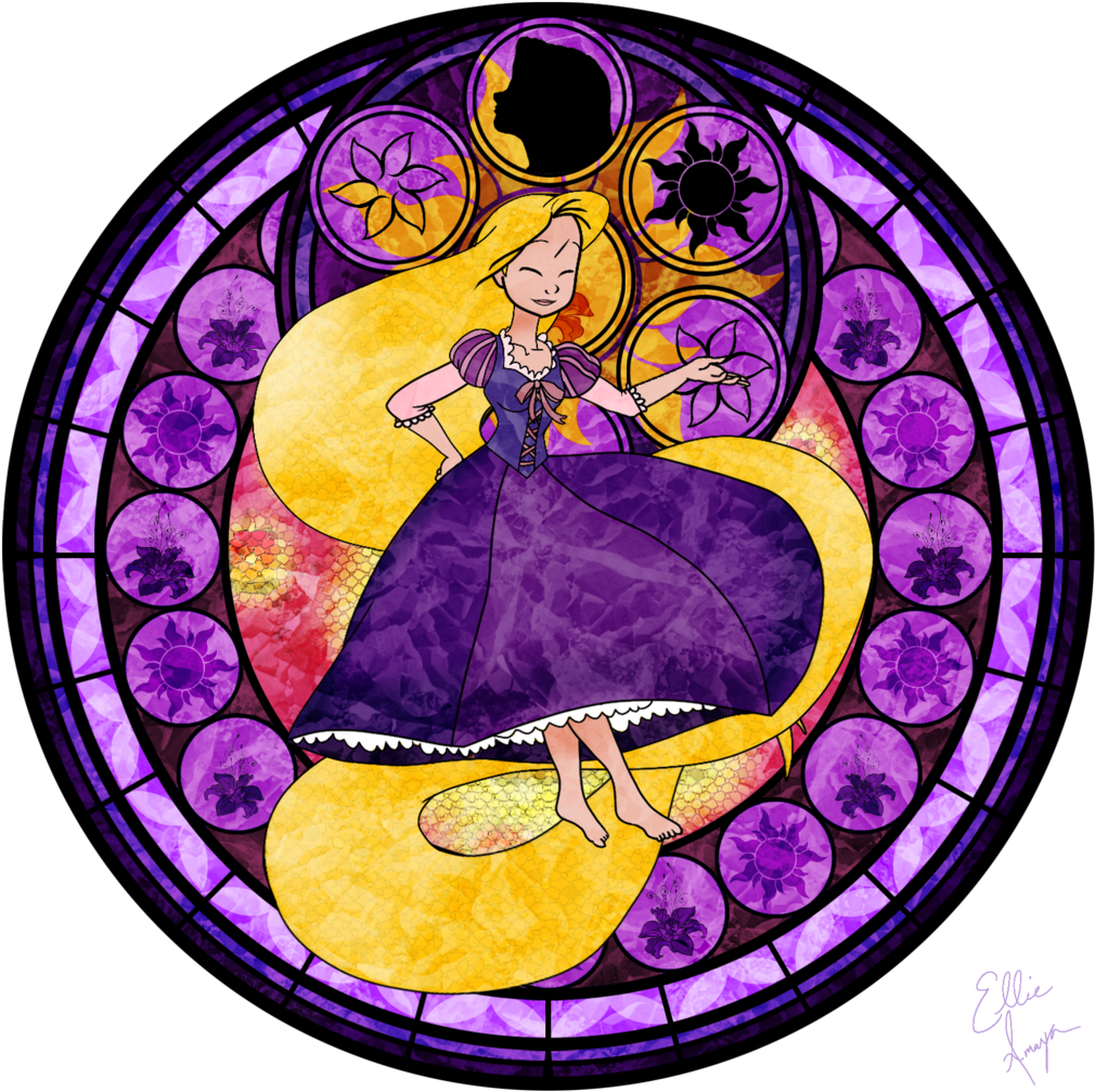Energetic Rapunzel By Delinquentmiley-d8m9ad2 - Rapunzel Stained Glass (1024x1024), Png Download