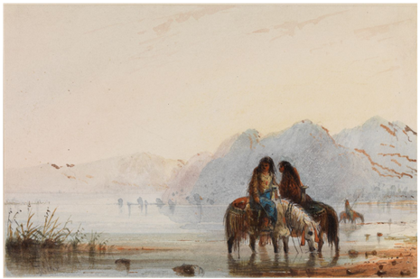 Indian Women Shoshones - Painting (600x338), Png Download