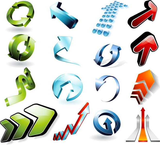 3d Arrow Set - 3d Arrows (660x600), Png Download
