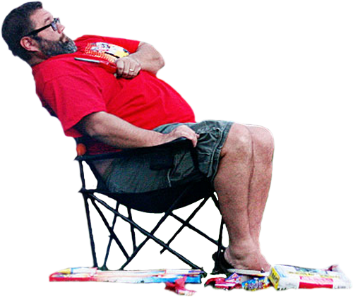 Personscared Guy Sitting With A Bunch Of Fireworks - Sitting Scared Png (500x421), Png Download