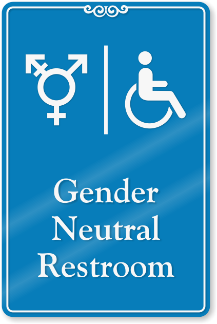 Handicap Gender Neutral Symbol Restroom Showcase Sign - Transgender Bathrooms (422x800), Png Download