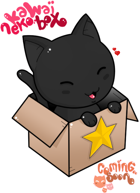 Kawaii Cat In Box (483x661), Png Download