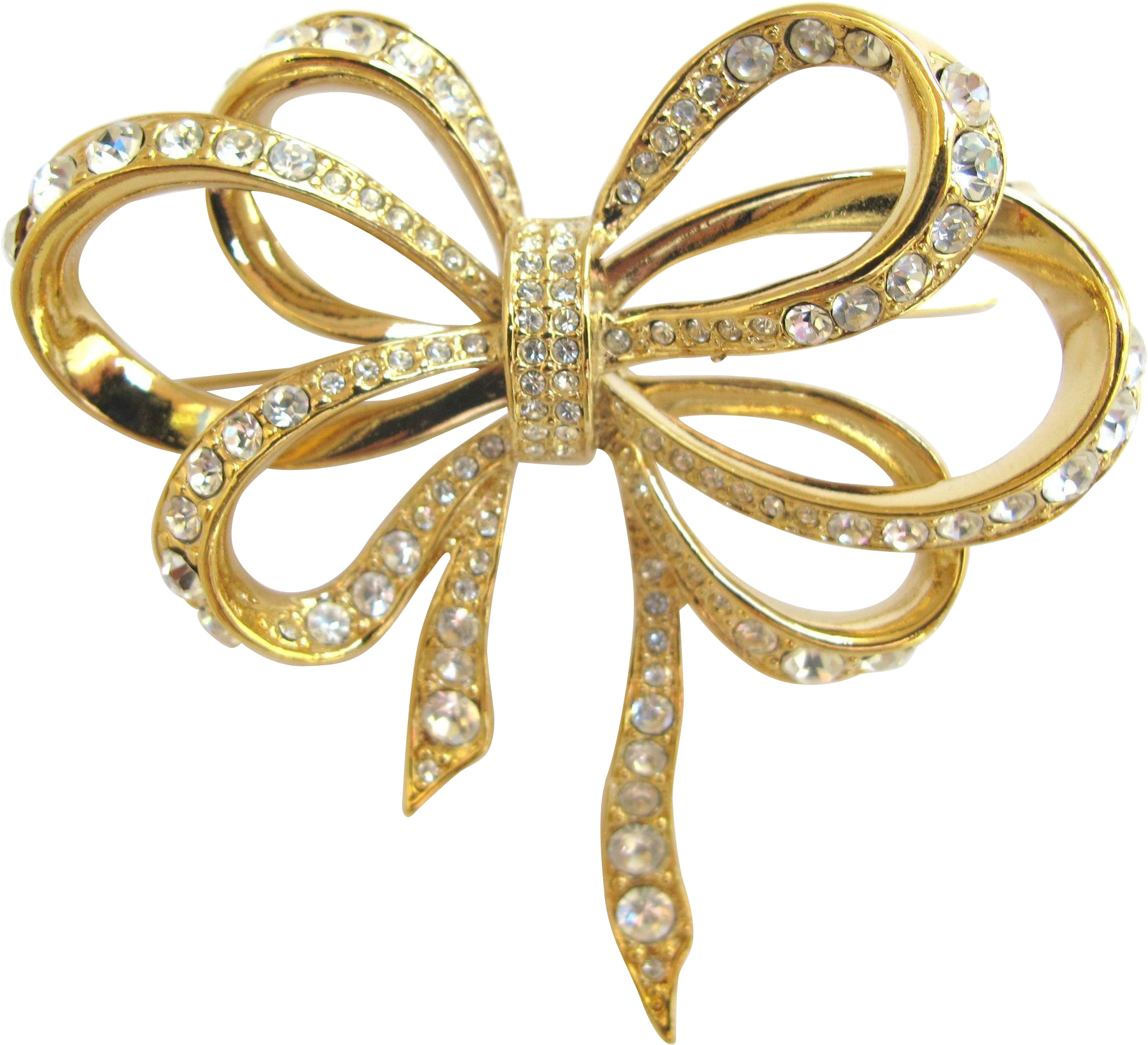 Kjl For Avon Lustrous Bow Collection Gold Tone Rhinestone Gold Accessories Png Full Size Png Download Seekpng