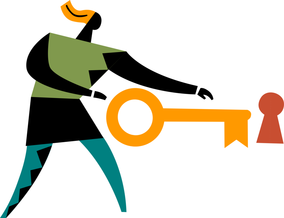Vector Illustration Of Security Key Opens Keyhole Lock - Keyhole (914x700), Png Download