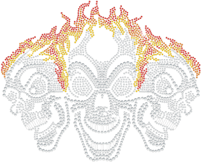 Three Skull With The Fire With Rhinestone & Nailhead - Doily (415x415), Png Download