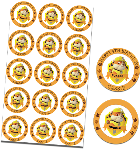 Paw Patrol Rubbleryan Stones2018 01 27t10 - Paw Patrol Stand Up Fairy Cake Toppers (500x500), Png Download