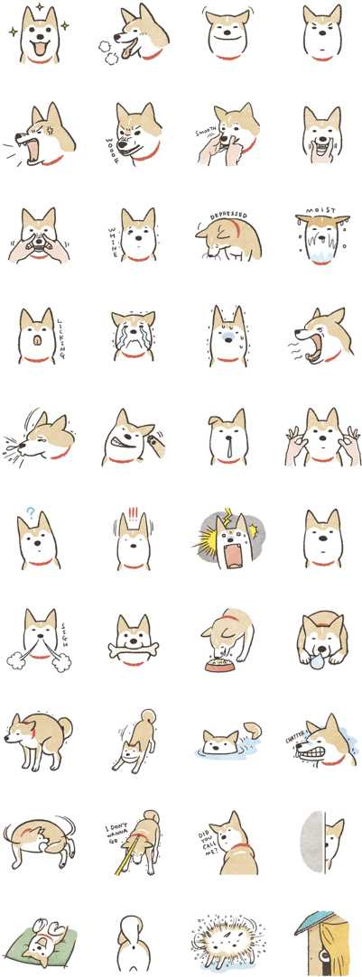Line Sticker1020345 - Dog Face Expressions Art (420x1121), Png Download