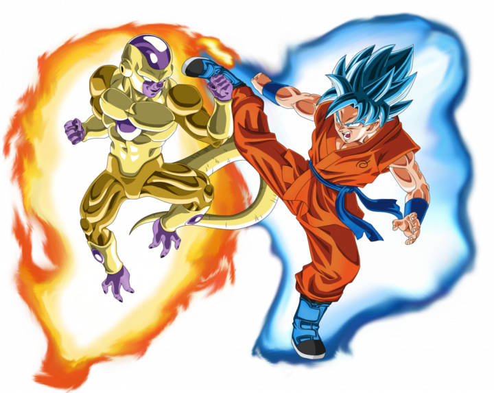 Related Wallpapers - Goku Ssj Blue Vs Golden Freezer (720x573), Png Download