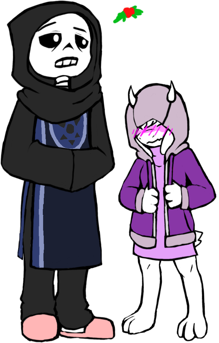 Altertale Sans And Toriel Under A Mistletoe Because - Sans X Toriel Altertale (832x1175), Png Download