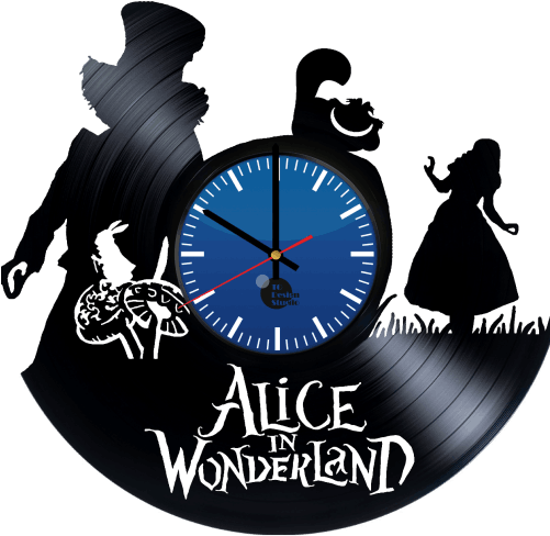 Alice In Wonderland Handmade Vinyl Record Wall Clock - Vinyl Clock Alice In Wonderland (500x596), Png Download