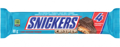 Mars Snickers Crisper Bar King Size 18 X 80g - Snickers Peanut Butter Squared Fun Size Chocolate Candy (400x400), Png Download