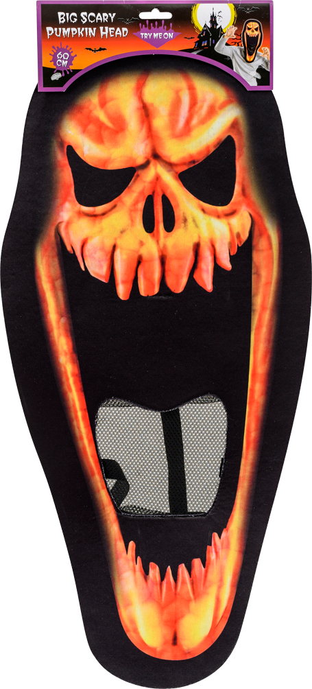 Big Scary Pumpkin Head Mask, , Large - Skull (455x1004), Png Download