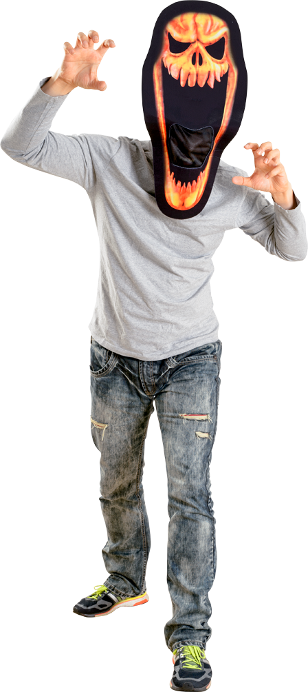 Big Scary Pumpkin Head Mask, , Large - Br (448x1004), Png Download