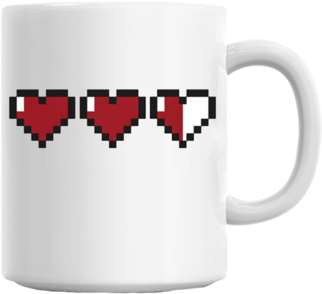 8-bit Hearts Mug - Zelda Hearts Png (530x488), Png Download