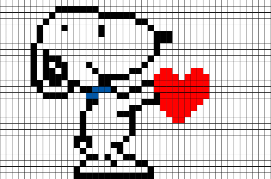 Snoopy Heart Pixel Art Pixel Art Snoopy Peanuts Beaglelove - Pixel Art Snoopy (880x581), Png Download