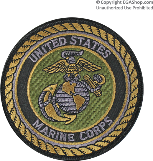 Olive Drab United States Marine Corps Iron On Patch - Globe And Anchor Subdued Patch (600x600), Png Download