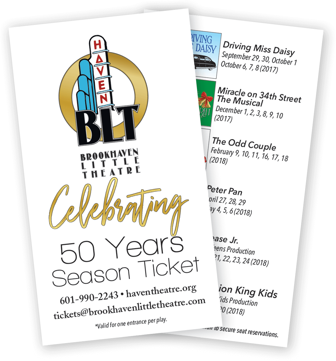 Brookhaven Little Theatre 2017-2018 Season Tickets - Brookhaven Little Theatre (1110x1350), Png Download