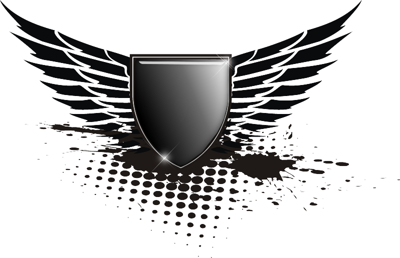 Black Psd Official Psds - Shield With Wings Png (798x516), Png Download