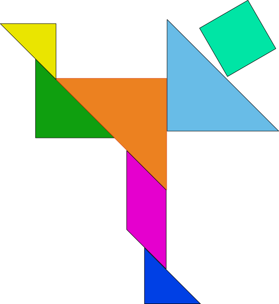 Tangram Person Running With Leg In The Air - Puzzle Game With Shapes (546x595), Png Download