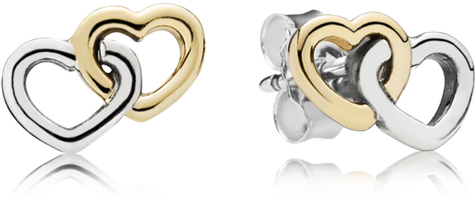 Heart To Heart Stud Earrings - Pandora Heart To Heart Earrings (999x999), Png Download