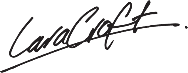Lara Croft - Lara Croft Sign (640x248), Png Download