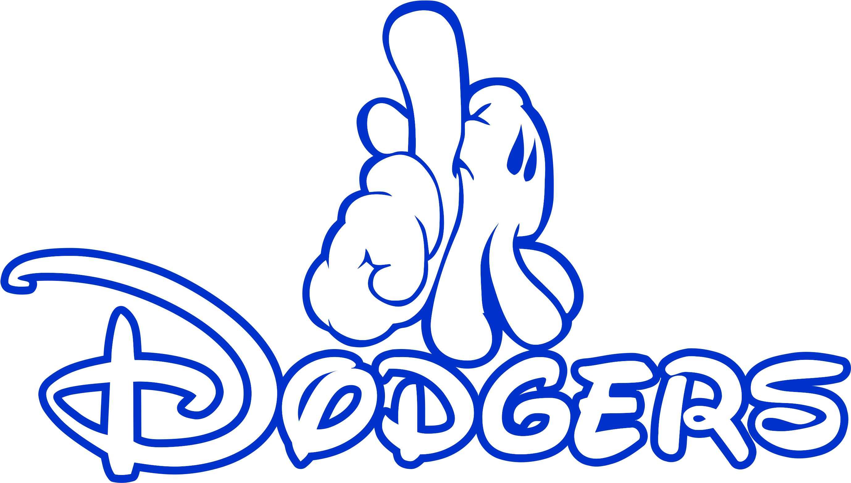 Mickey Mouse Los Angeles Dodgers Baseball Clip Art - La Mickey Mouse Hands (2838x1690), Png Download