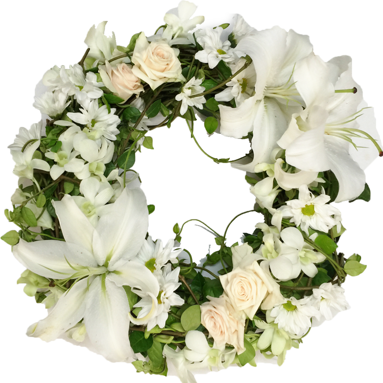 White Lily Wreath (750x750), Png Download