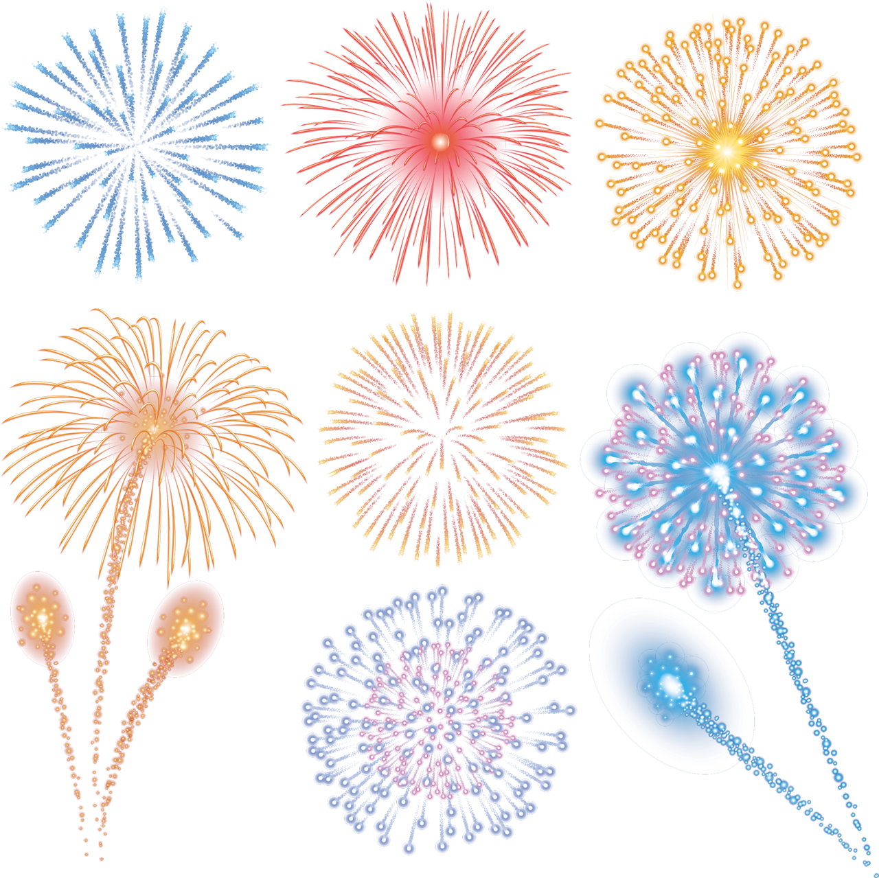 Diwali Fireworks Png Picture - Vector Fuegos Artificiales Png (1280x1279), Png Download