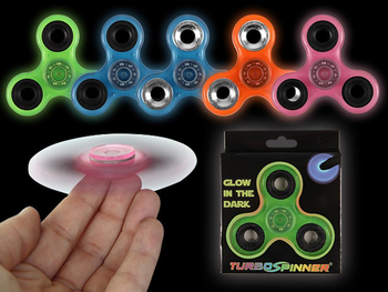 Turbo Fidget Spinner Tri Glowing Glow In The Dark Toy - Fidget Spinner (350x263), Png Download