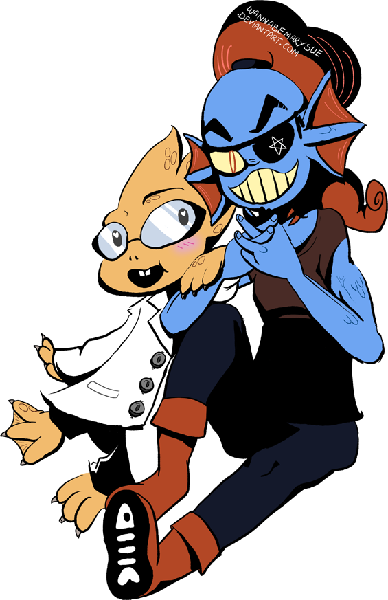 And Undyne By Wannabemarysue - Alphys And Undyne Png (565x873), Png Download