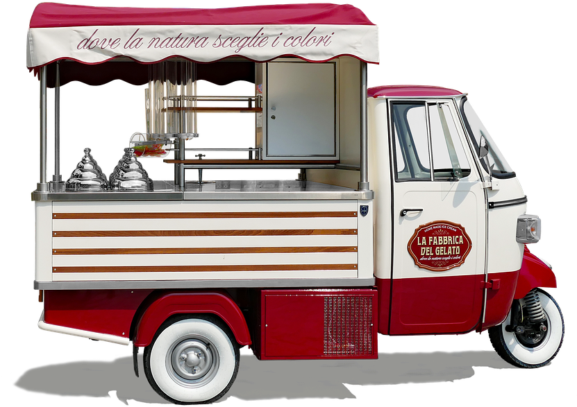 Italy, Ice Cream Truck, Ice Cream, Summer - Ice Cream Van (960x610), Png Download