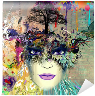 Kunstdruk: Lady In Mask By Reznik Val, 61x41cm. (400x400), Png Download