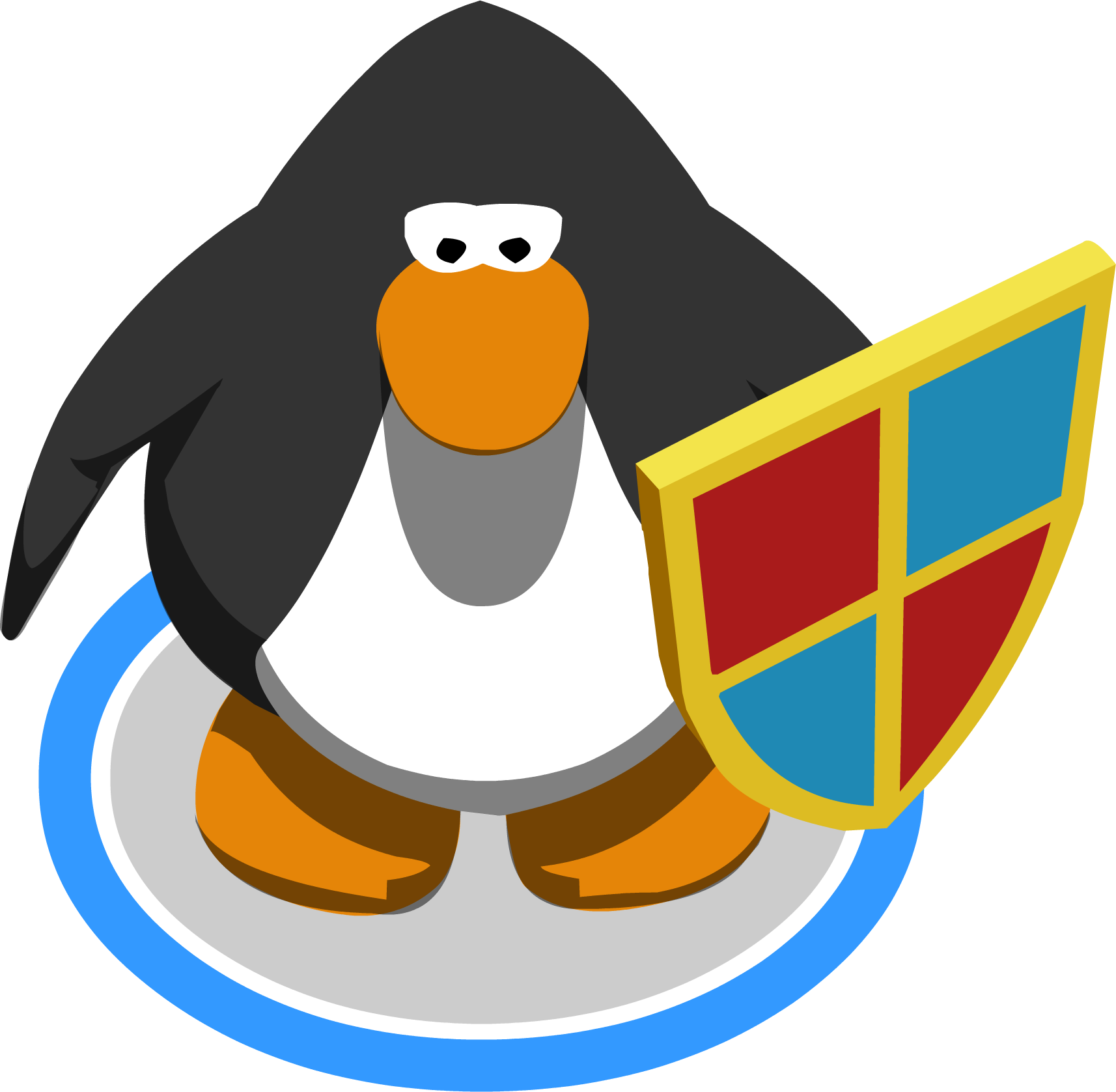Gold Shield In-game - Club Penguin Mohawk (1714x1677), Png Download