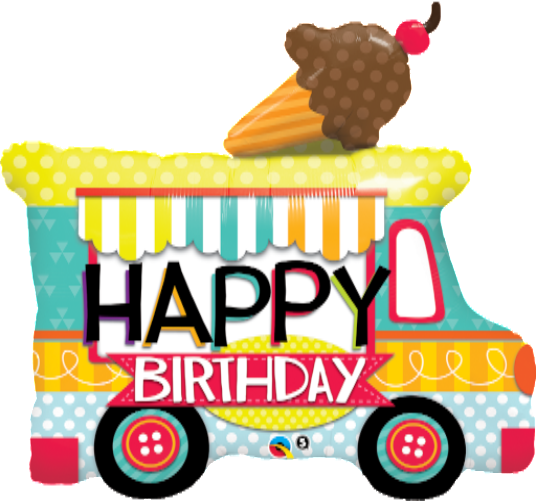 Ice Cream Truck Large Foil Balloon 1pc - Birthday Ice Cream Truck (536x501), Png Download
