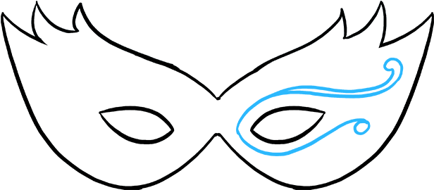 How To Draw Mardi Gras Mask - Mask (680x678), Png Download